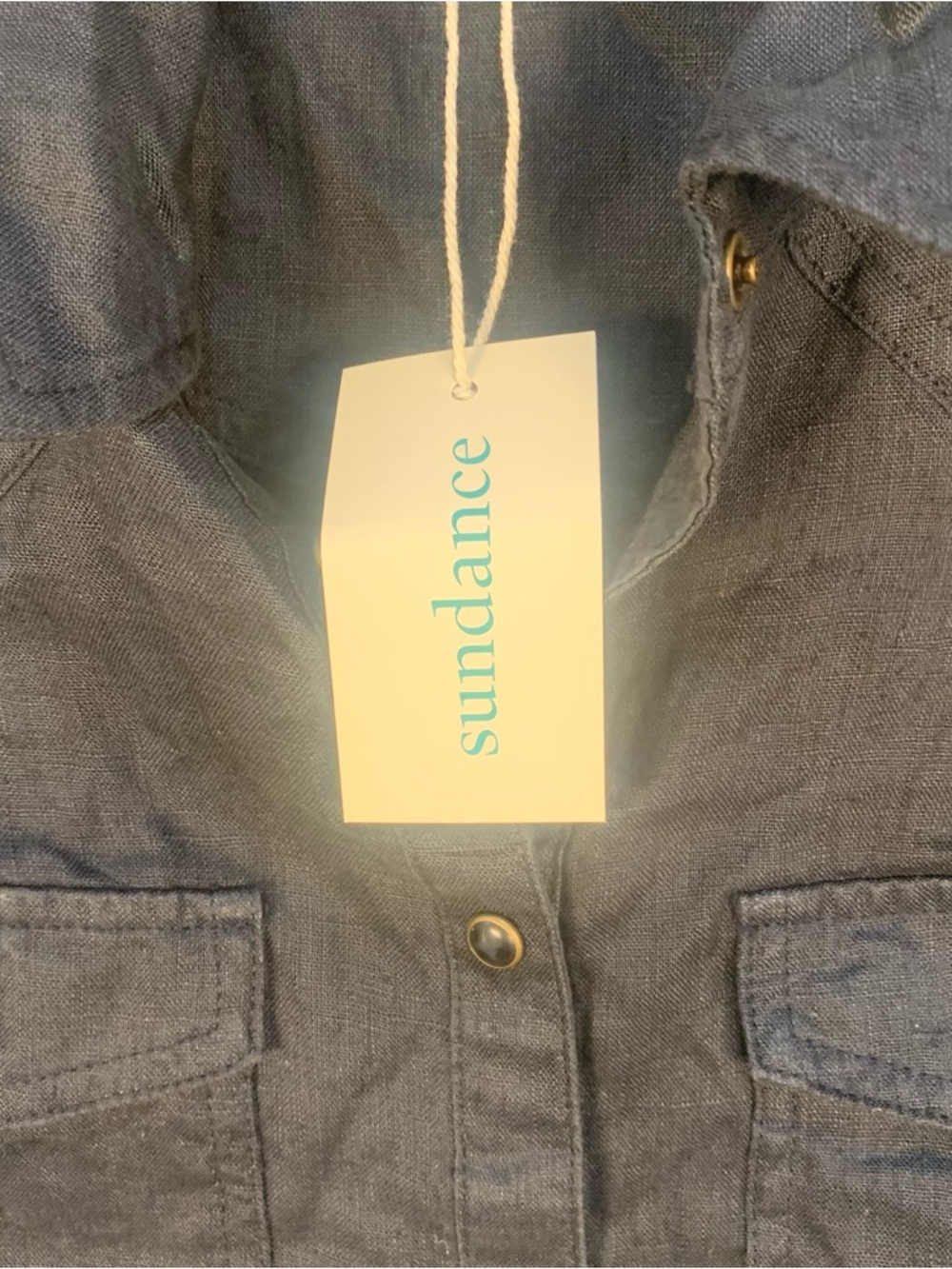 Sundance 100% Linen Button Snap Front Tank Top Shirt - Picture 7 of 10